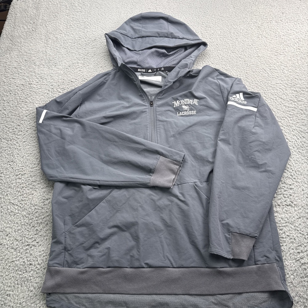 Montreat College Lacrosse Adidas Windbreaker Jacket Mens XL Hooded 1/4 Zip Rain